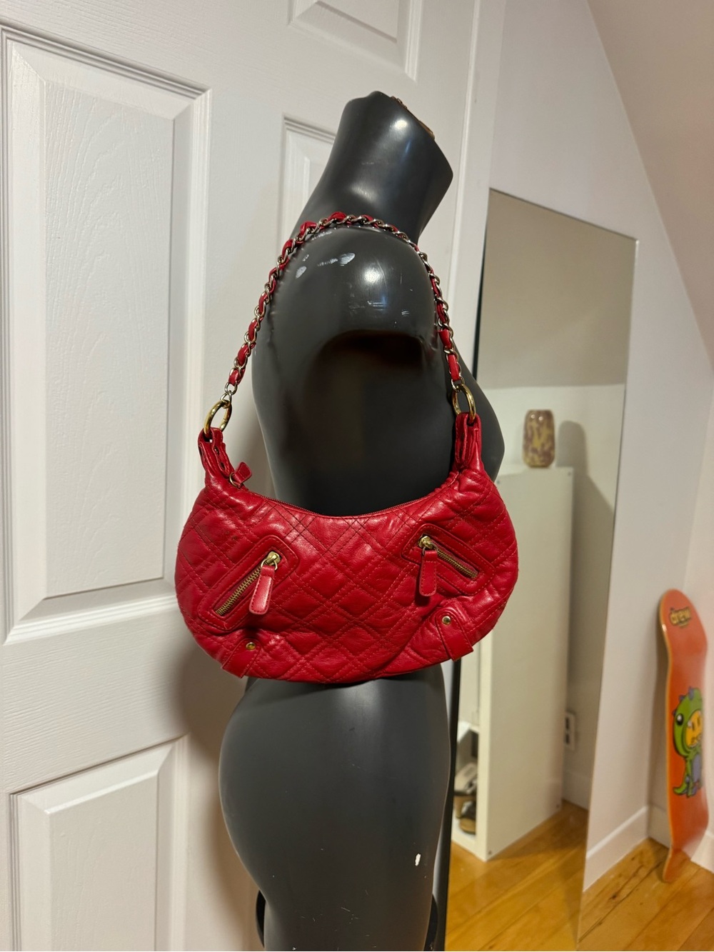Red Quilted Shoulder Bag - Stylish Women’s Handbag - Picture 3 of 5